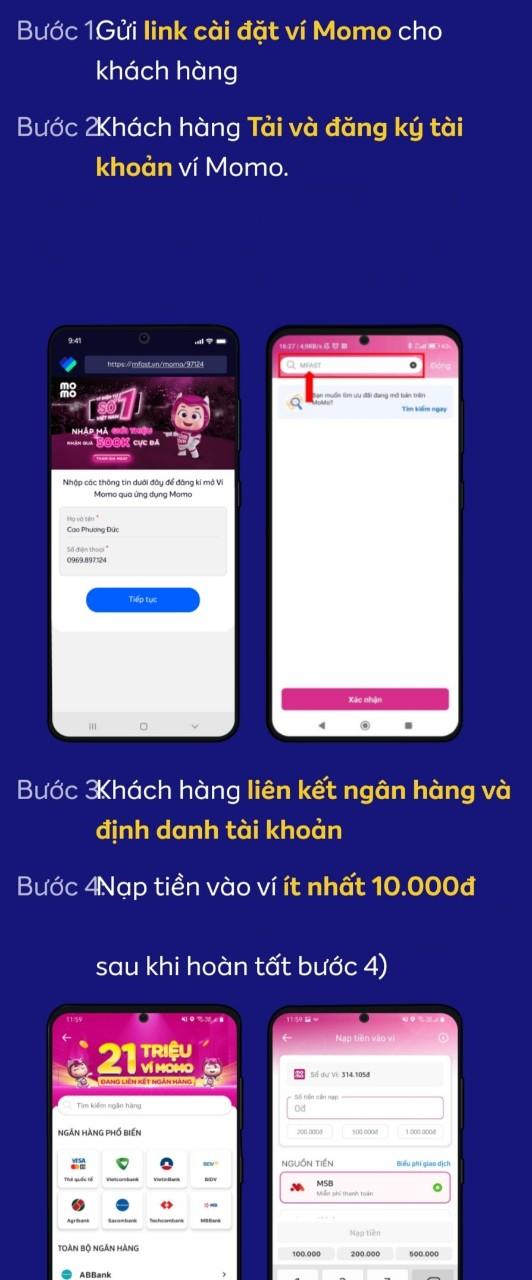 Tạo ví Momo và lãnh thưởng