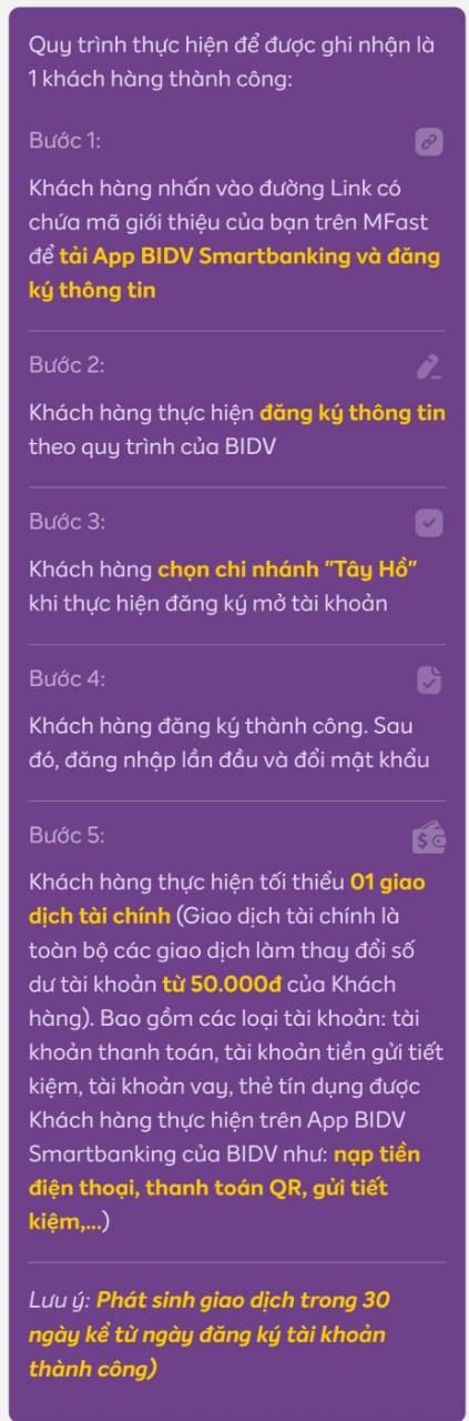 Tạo tài khoản ngân hàng BIDV và lãnh thưởng